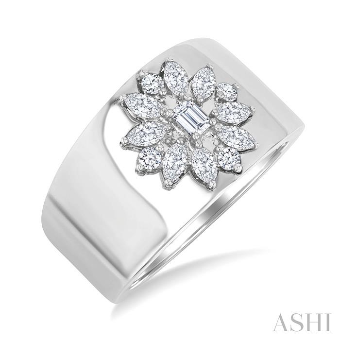 Floral Mixed Shape Diamond Wide Band