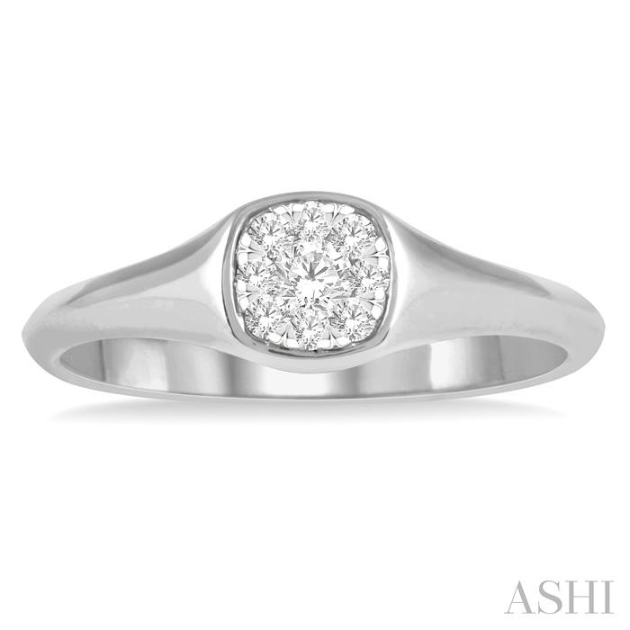 Cushion Shape Lovebright Essential Diamond Signet Ring View 2