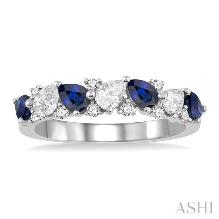 Pear Shape Gemstone & Diamond Band View 2