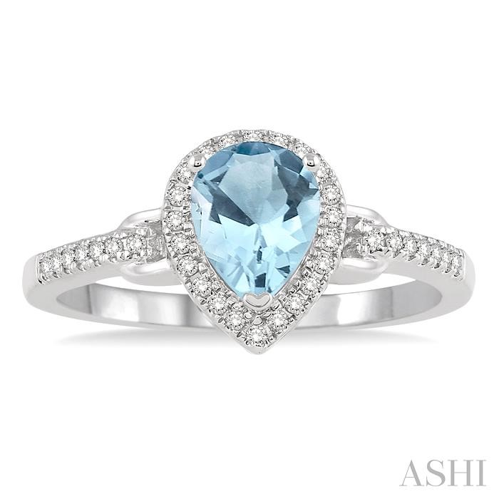 Pear Shape Gemstone & Halo Diamond Ring View 2
