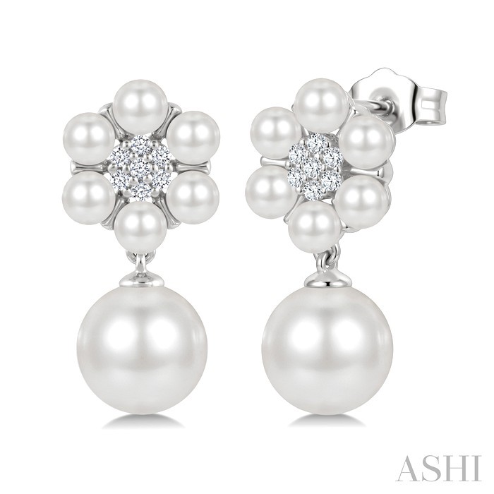 Floral Pearl & Diamond Fashion Earrings