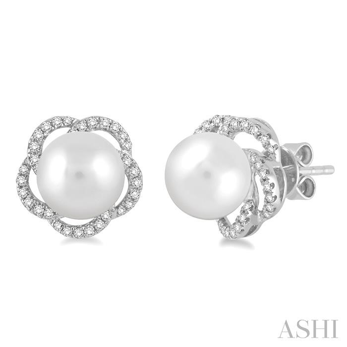 Flower Pearl & Diamond Earrings
