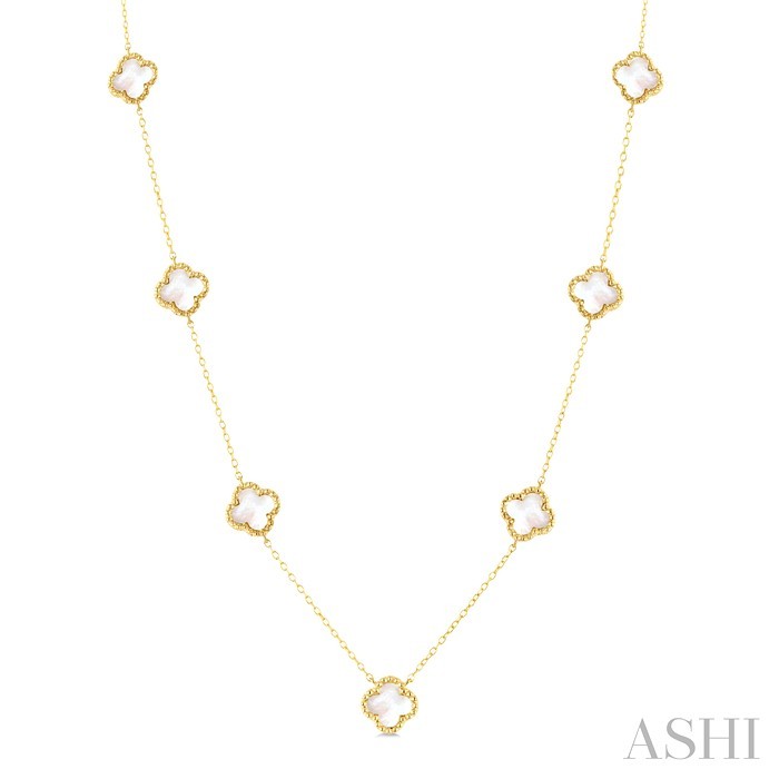 Bead Clover Mother Of Pearl Station Necklace