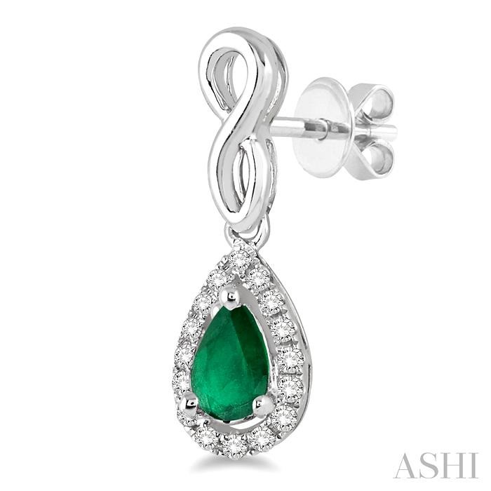Pear Shape Gemstone & Halo Diamond Earrings View 3