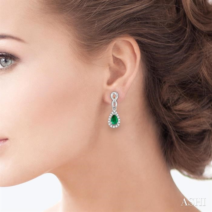 Pear Shape Gemstone & Halo Diamond Earrings View 4