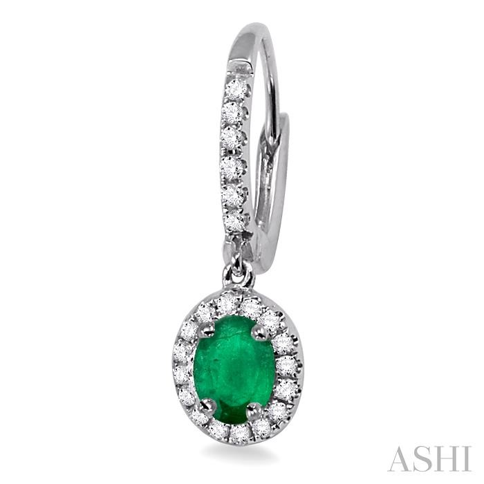 Oval Shape Gemstone & Halo Diamond Earrings View 3