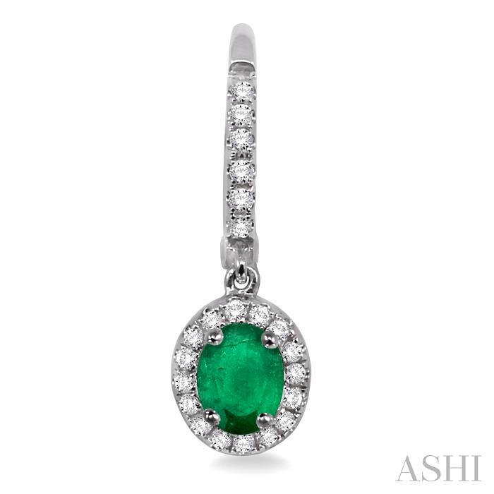 Oval Shape Gemstone & Halo Diamond Earrings View 2