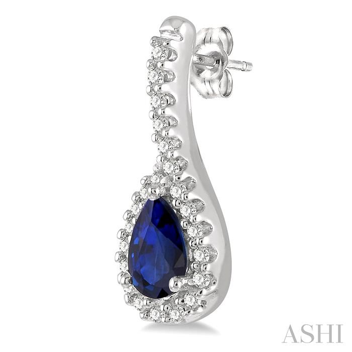 Pear Shape Gemstone & Halo Diamond Earrings View 3