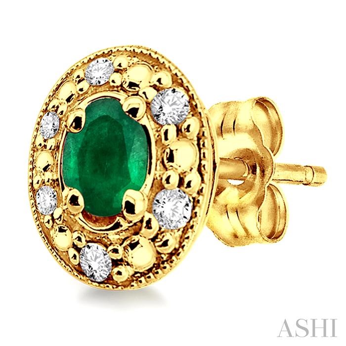 Oval Shape Gemstone & Diamond Earrings View 3