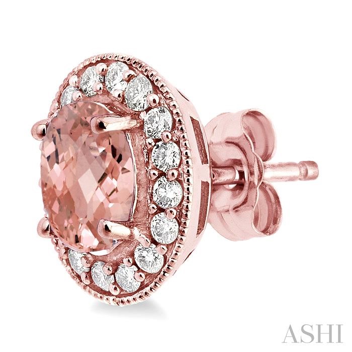 Oval Shape Gemstone & Halo Diamond Earrings View 3
