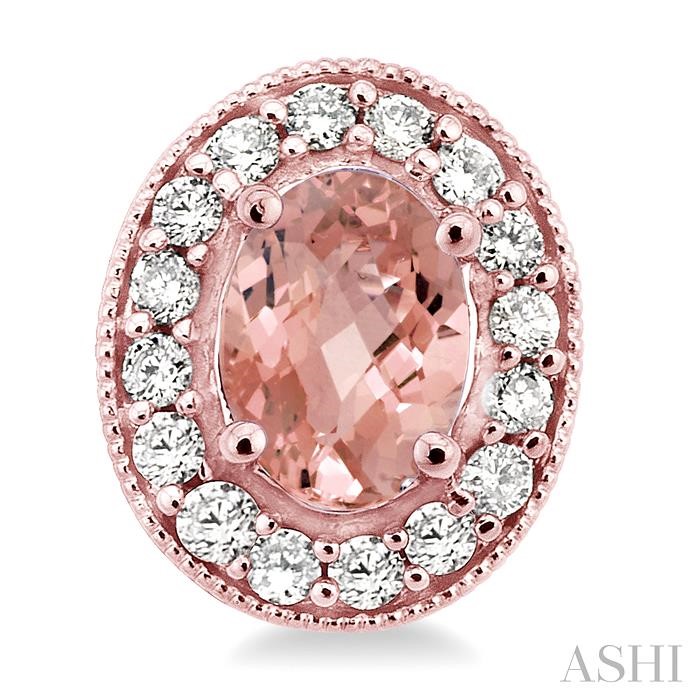 Oval Shape Gemstone & Halo Diamond Earrings View 2