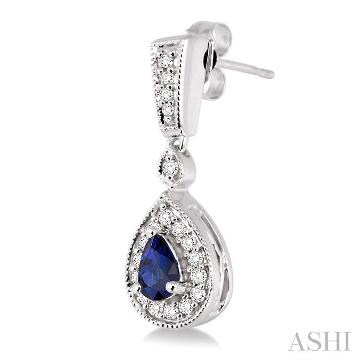 Pear Shape Gemstone & Halo Diamond Earrings View 3