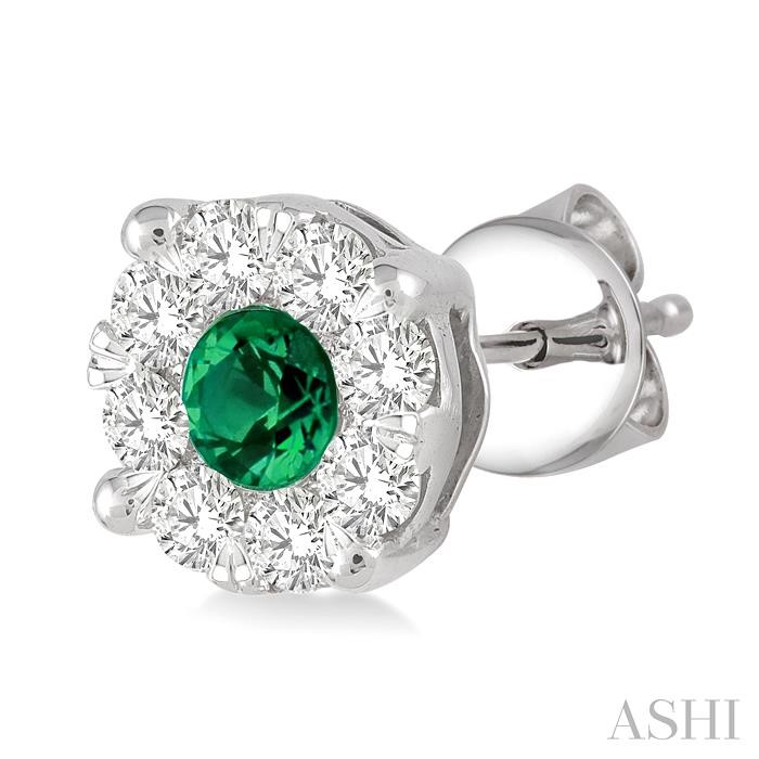 Round Shape Lovebright Gemstone & Diamond Earrings View 3