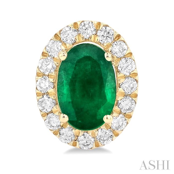 Oval Shape Gemstone & Halo Diamond Earrings View 2