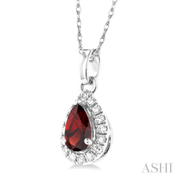 Pear Shape Gemstone & Halo Diamond Pendant View 2