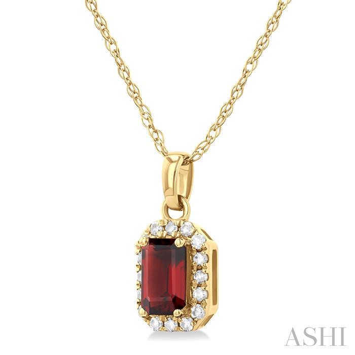 Emerald Shape Gemstone & Halo Diamond Pendant View 2