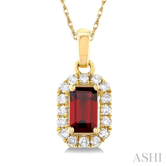 Emerald Shape Gemstone & Halo Diamond Pendant View 3