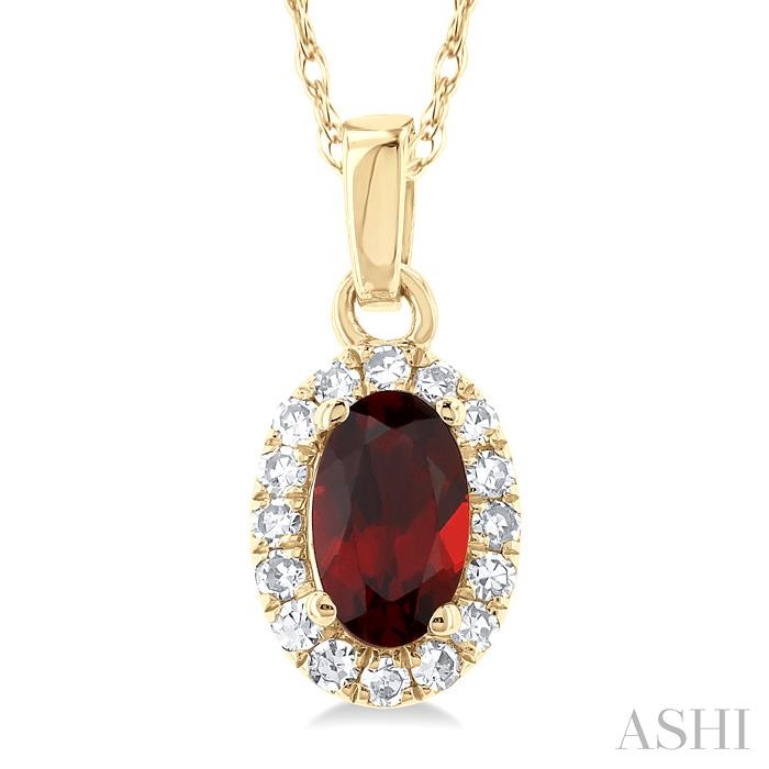 Oval Shape Gemstone & Halo Diamond Pendant View 3