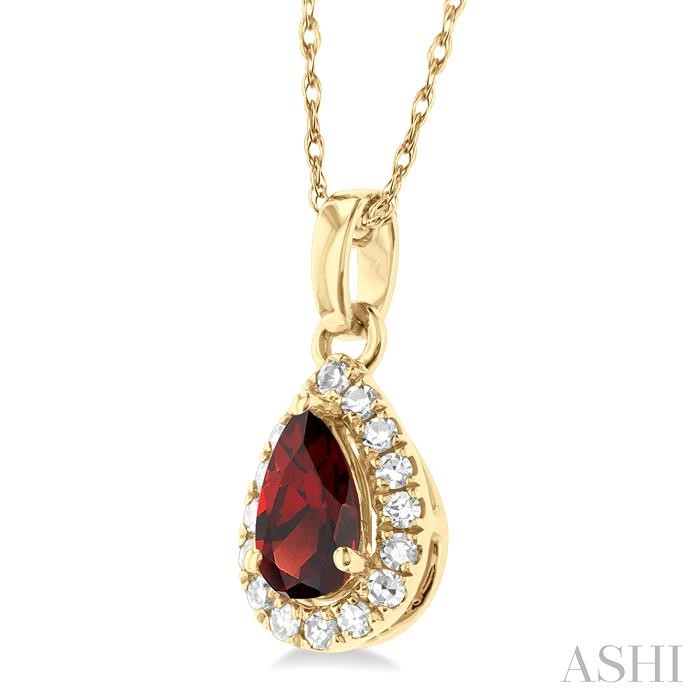 Pear Shape Gemstone & Halo Diamond Pendant View 2