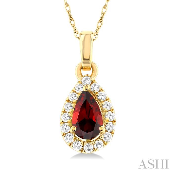 Pear Shape Gemstone & Halo Diamond Pendant View 3