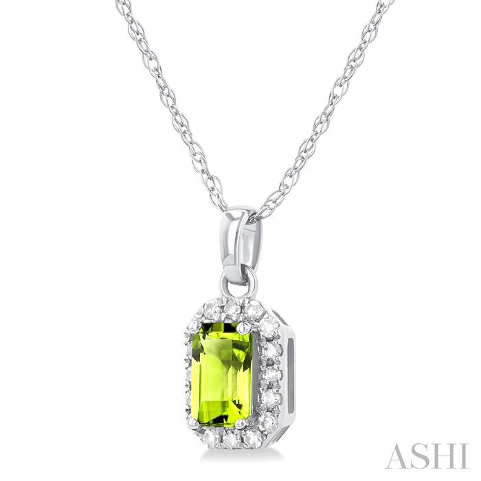 Emerald Shape Gemstone & Halo Diamond Pendant View 2