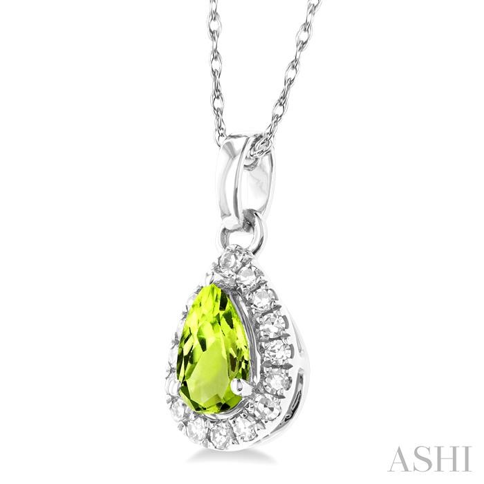 Pear Shape Gemstone & Halo Diamond Pendant View 2