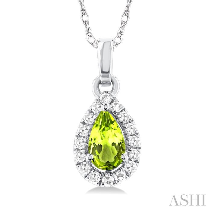 Pear Shape Gemstone & Halo Diamond Pendant View 3