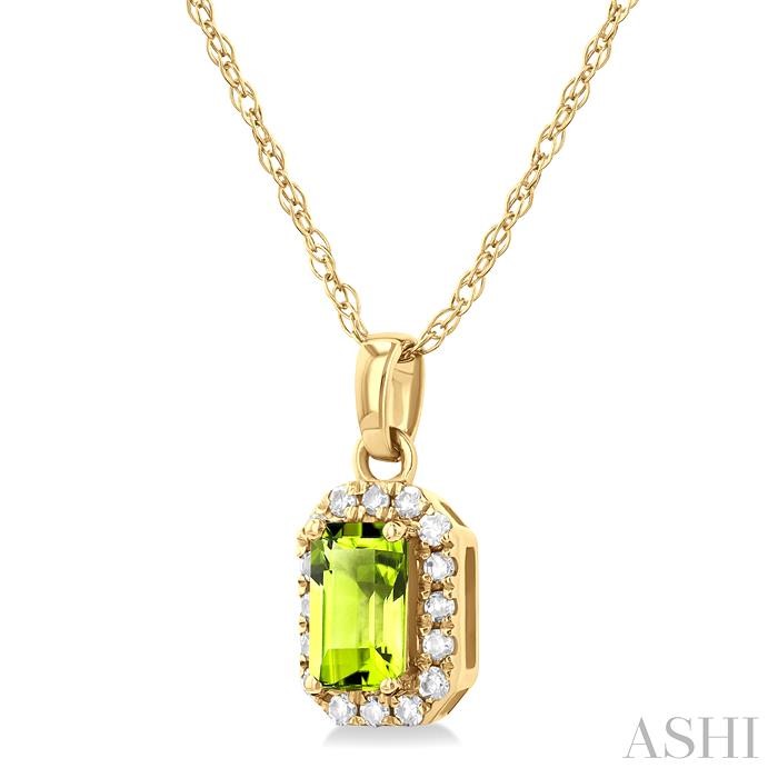Emerald Shape Gemstone & Halo Diamond Pendant View 2