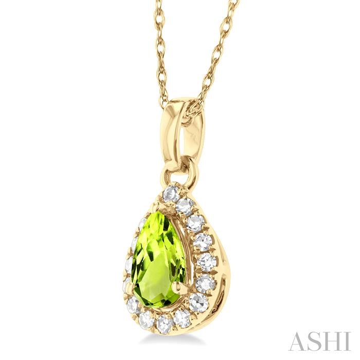 Pear Shape Gemstone & Halo Diamond Pendant View 2
