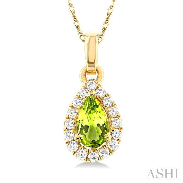 Pear Shape Gemstone & Halo Diamond Pendant View 3