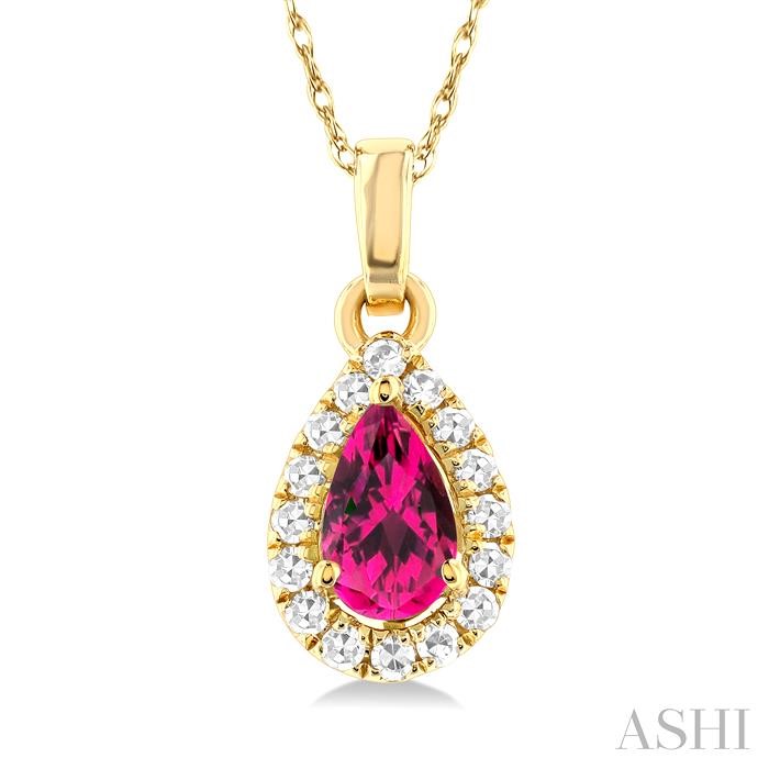 Pear Shape Gemstone & Halo Diamond Pendant View 3