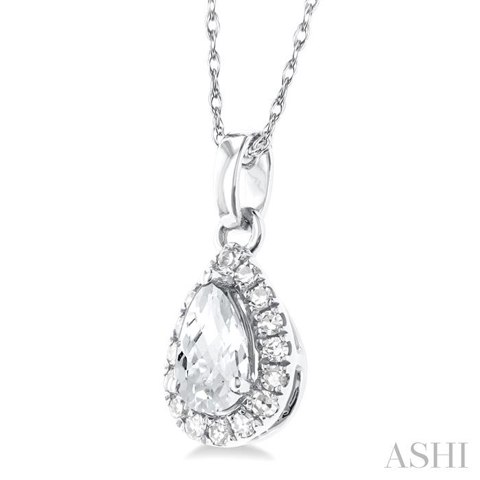 Pear Shape Gemstone & Halo Diamond Pendant View 2