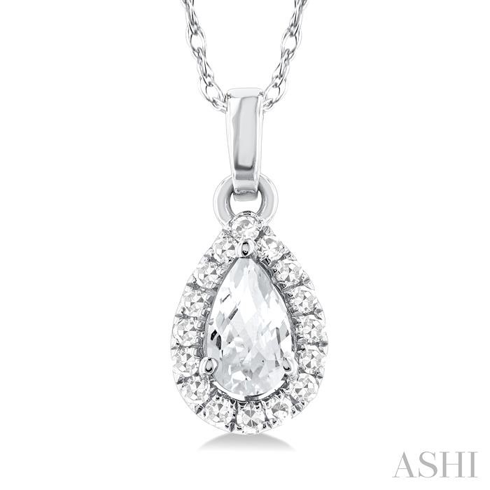 Pear Shape Gemstone & Halo Diamond Pendant View 3