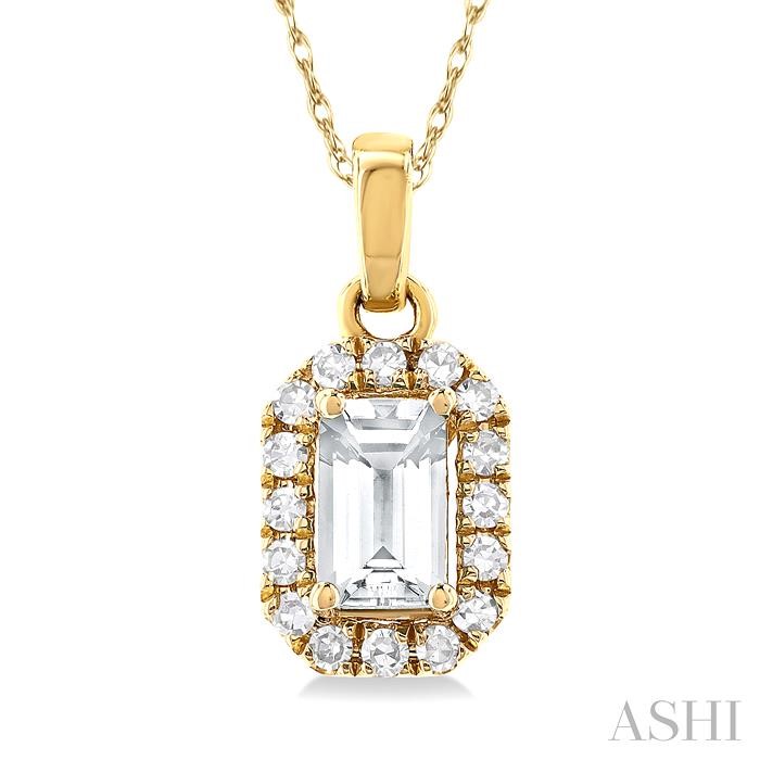 Emerald Shape Gemstone & Halo Diamond Pendant View 3