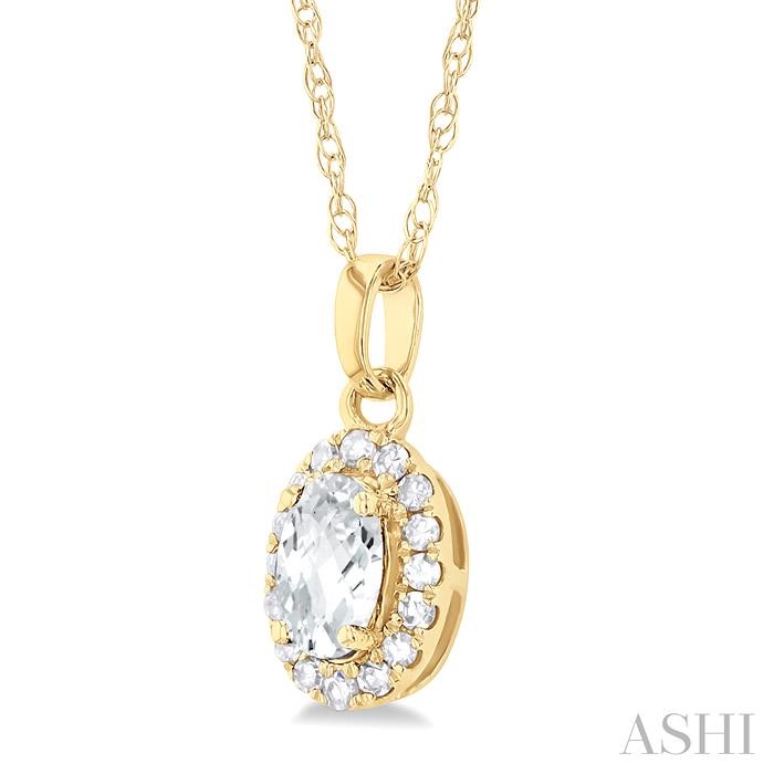 Oval Shape Gemstone & Halo Diamond Pendant View 2