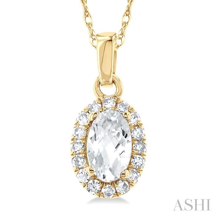 Oval Shape Gemstone & Halo Diamond Pendant View 3