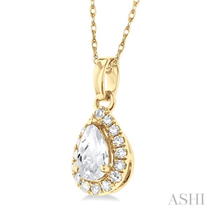 Pear Shape Gemstone & Halo Diamond Pendant View 2