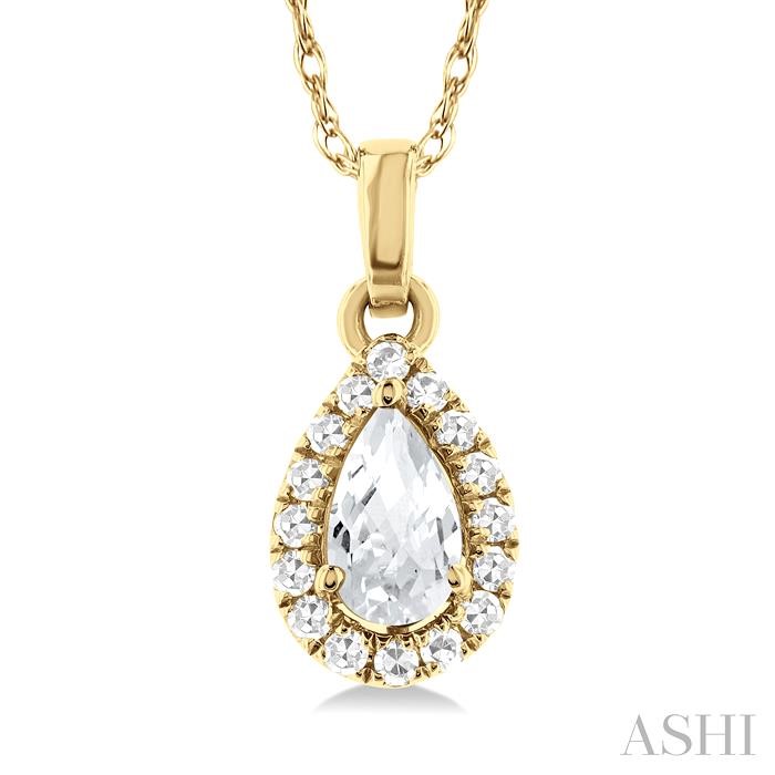 Pear Shape Gemstone & Halo Diamond Pendant View 3