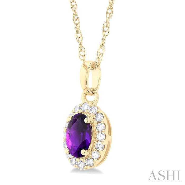Oval Shape Gemstone & Halo Diamond Pendant View 2