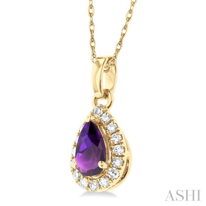 Pear Shape Gemstone & Halo Diamond Pendant View 2