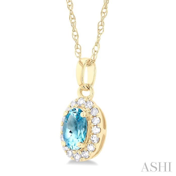 Oval Shape Gemstone & Halo Diamond Pendant View 2