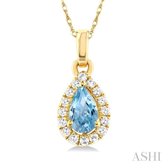 Pear Shape Gemstone & Halo Diamond Pendant View 3