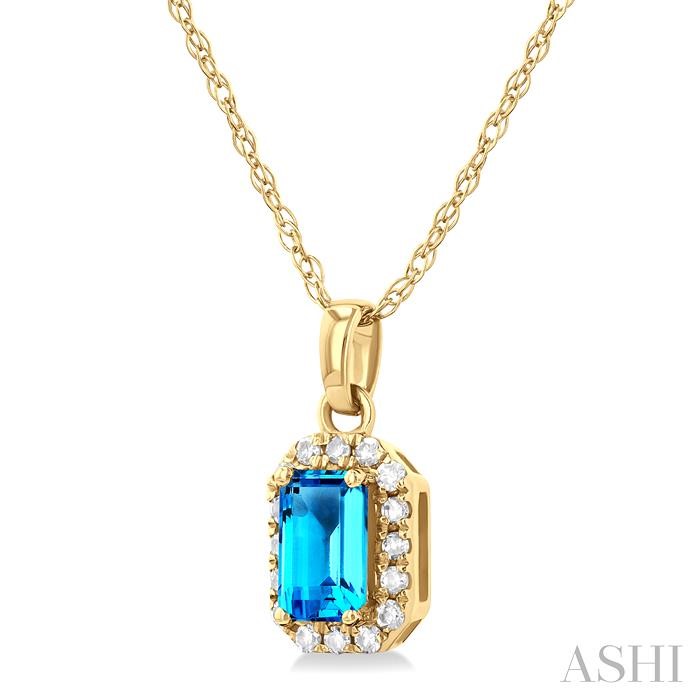 Emerald Shape Gemstone & Halo Diamond Pendant View 2