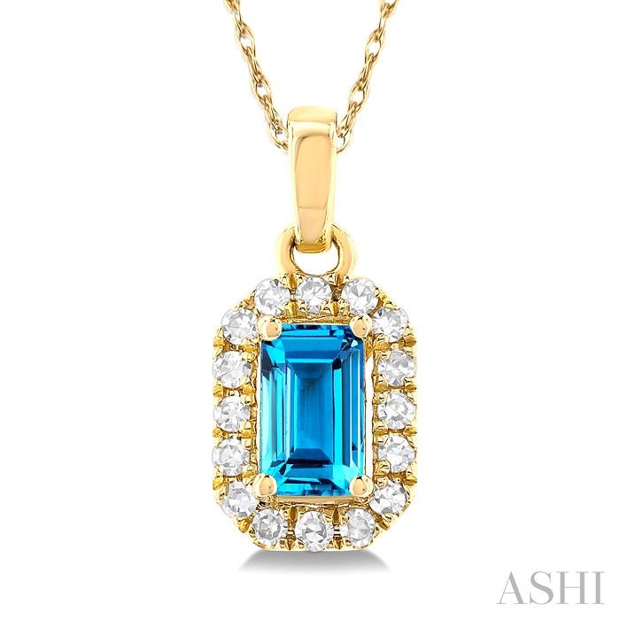 Emerald Shape Gemstone & Halo Diamond Pendant View 3