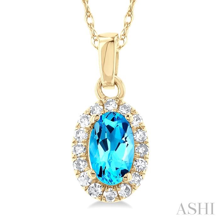 Oval Shape Gemstone & Halo Diamond Pendant View 3