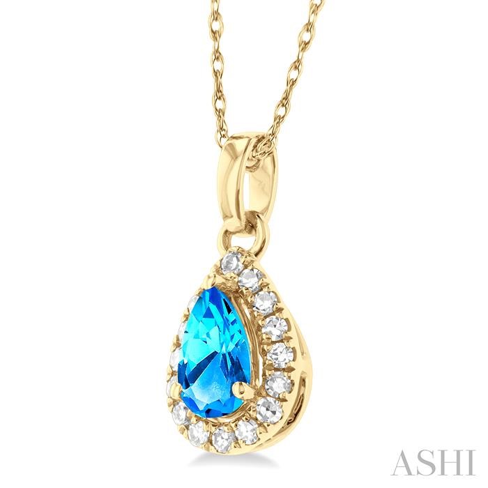 Pear Shape Gemstone & Halo Diamond Pendant View 2