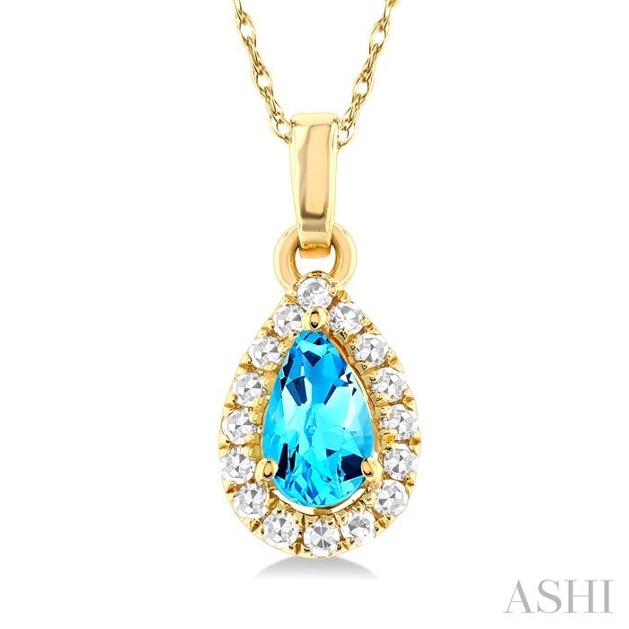 Pear Shape Gemstone & Halo Diamond Pendant View 3