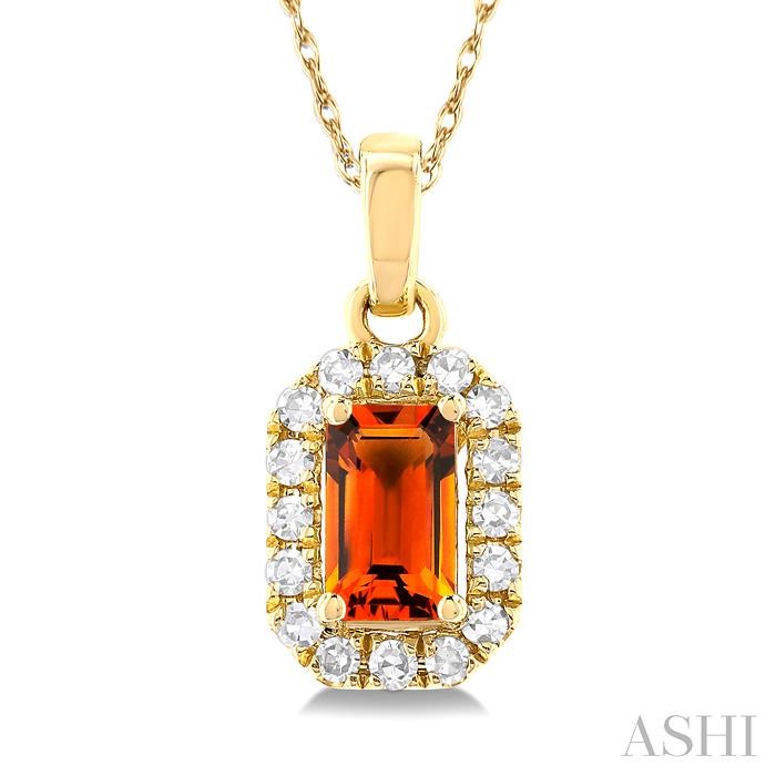 Emerald Shape Gemstone & Halo Diamond Pendant View 3