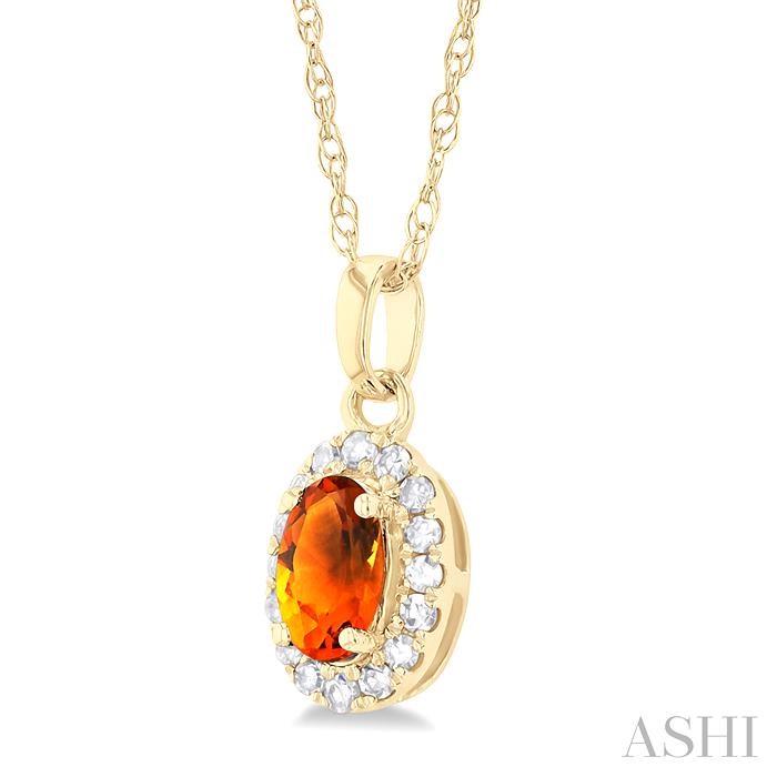 Oval Shape Gemstone & Halo Diamond Pendant View 2