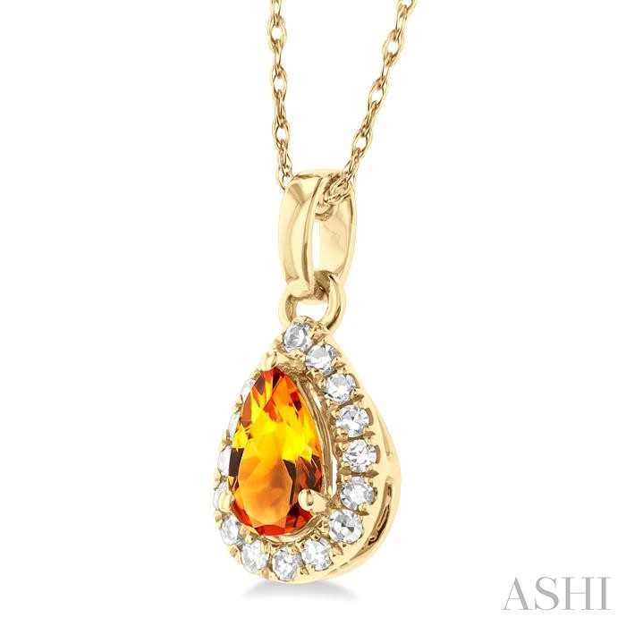 Pear Shape Gemstone & Halo Diamond Pendant View 2